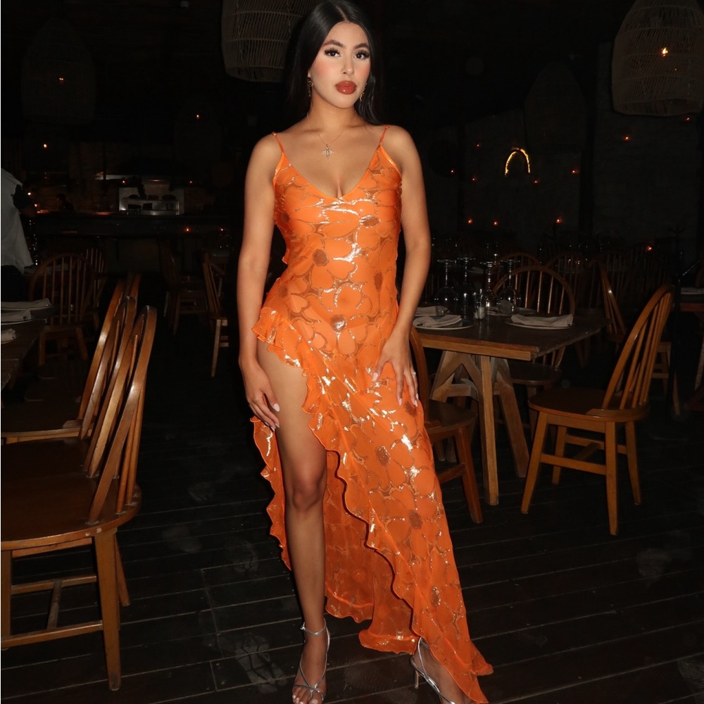 Delficollective Lara long orange dress